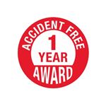 Accident Free 1 Year Award Hard Hat Decal